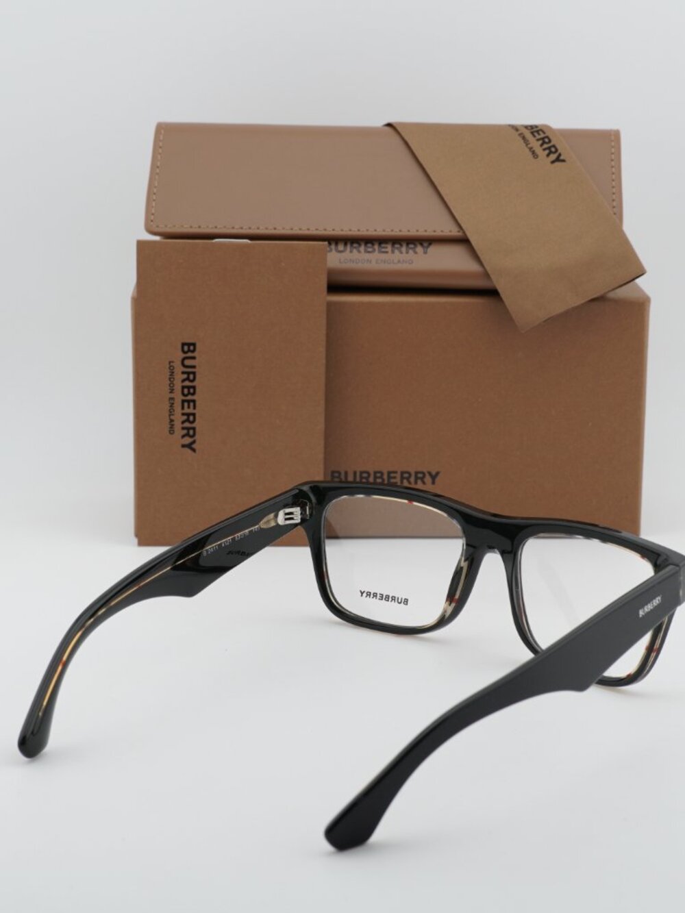 Burberry BE2411 4121 Rectangle Eyeglasses 53mm - Black on Vintage Check - Picture 9 of 11